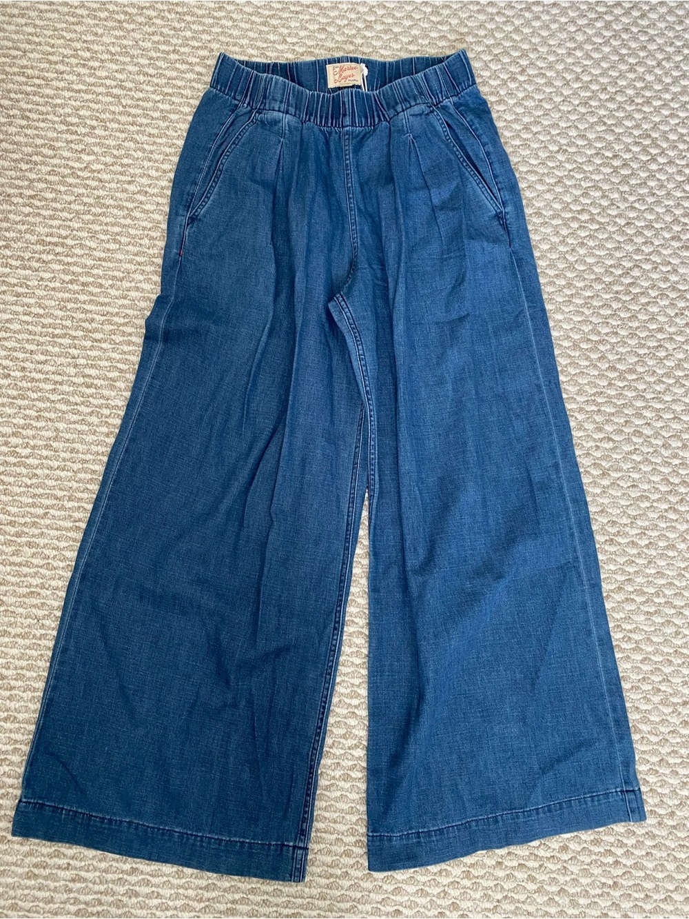 Marine Layer Allison Pleated Wide Leg Denim Trouser